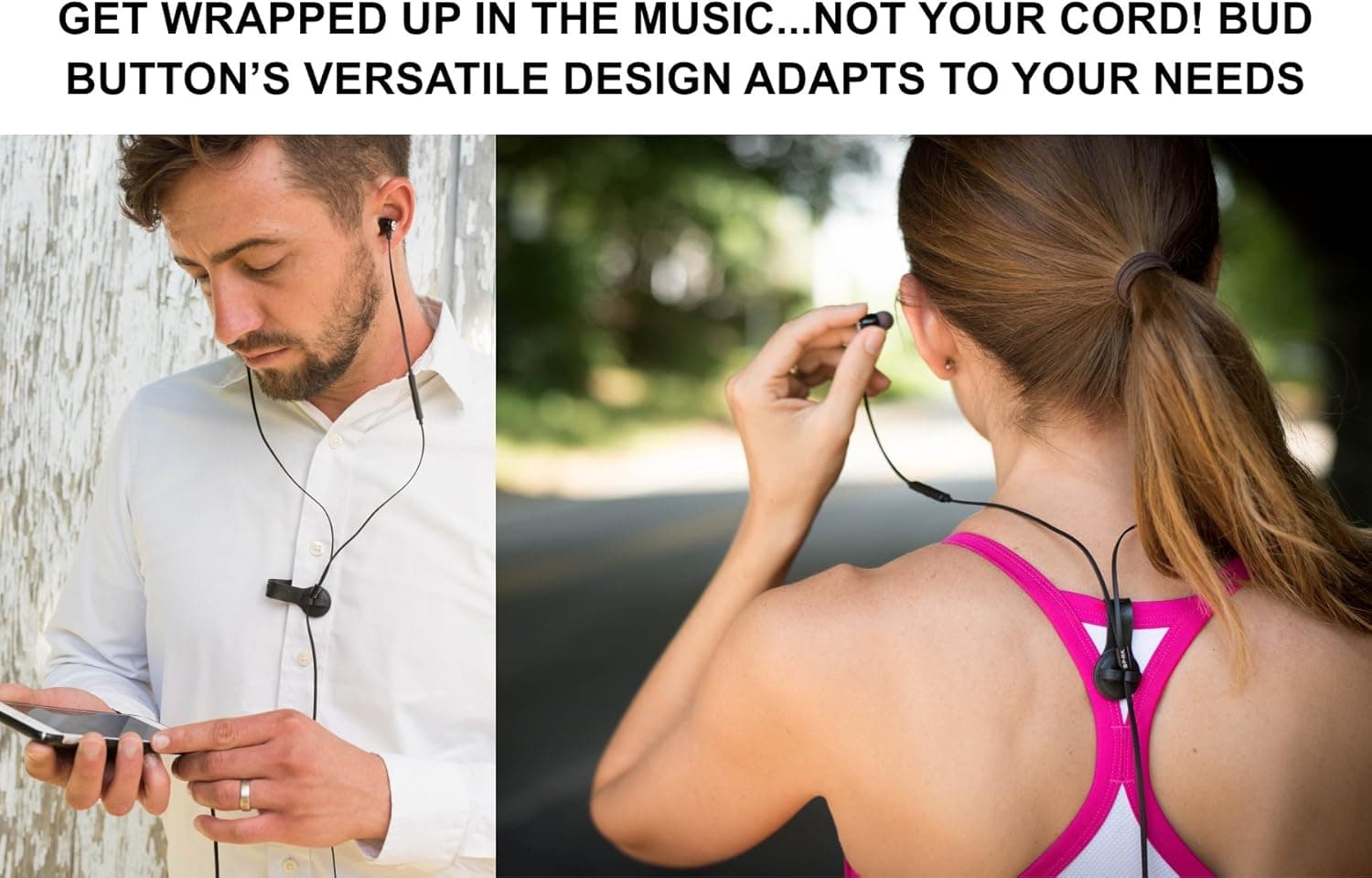 Bud Buttons by SPRK - Magnetic Headphone & Earbud Cord Organizer - Sure Stay Clip Great for Musicians, Runners & Outdoor Fitness (Blue/White)