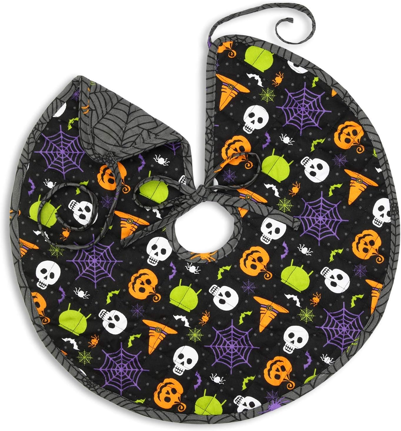 Cackleberry Home Witch's Brew and Spooky Spider Halloween Cotton Tree Skirt Quilted Reversible 21 Inches