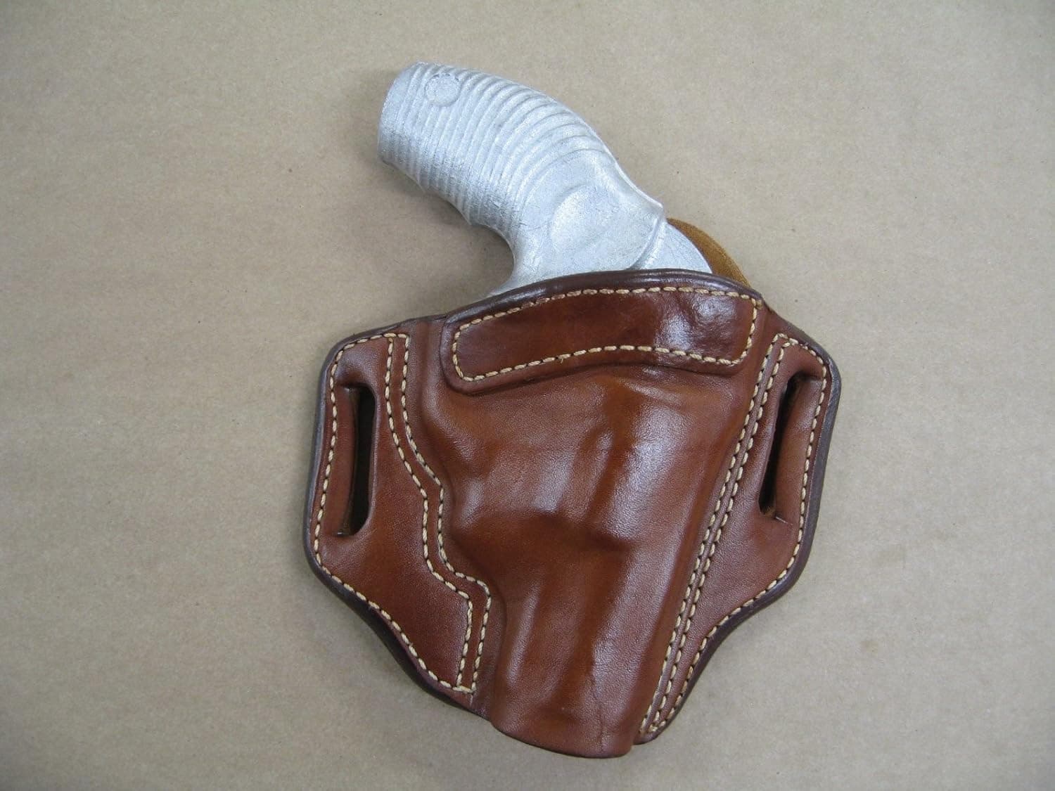 Azula OWB Leather 2 Slot Pancake Belt Holster for Taurus Protector 85, 605 Poly Revolver TAN RH