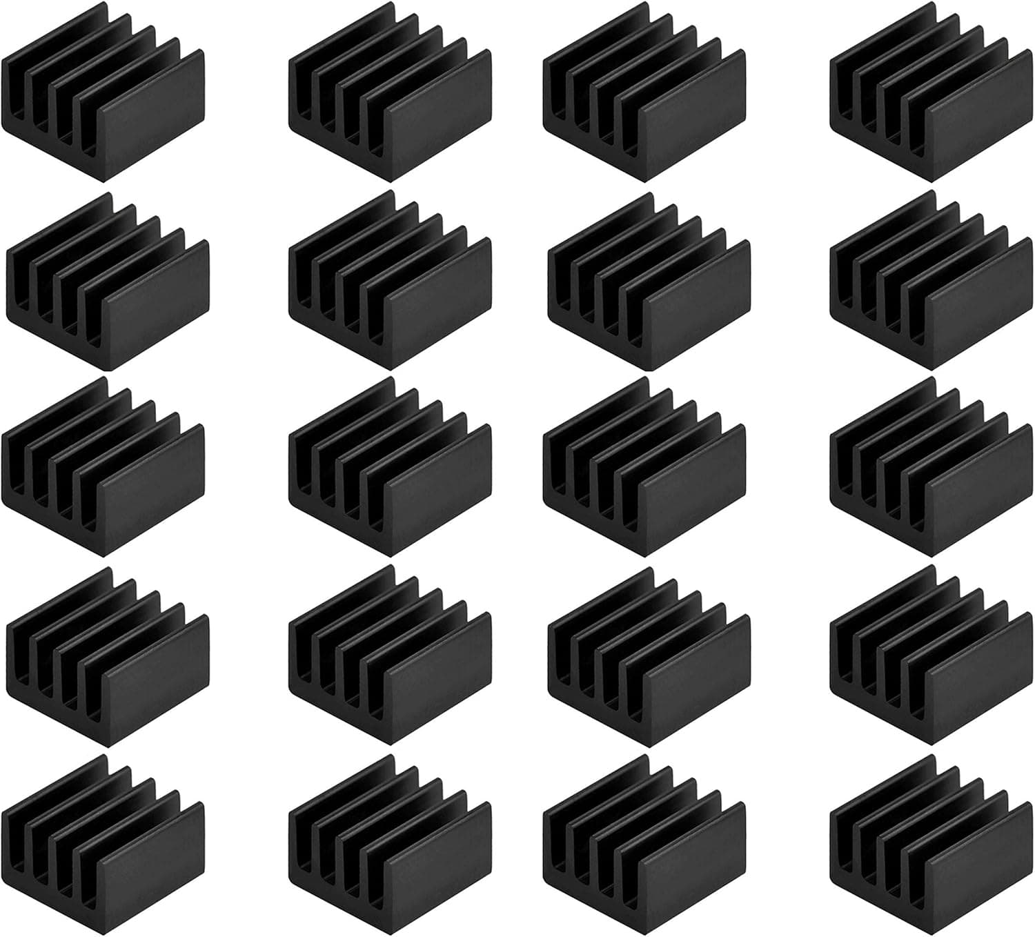 Easycargo 20pcs Small Mini Heatsink Kit + Thermal Conductive Adhesive Tape, Mini Cooler Aluminum Heat Sink for Cooling VRM GPU Stepper Driver MOSFET VRam Regulators (8.8mmx8.8mmx5mm)