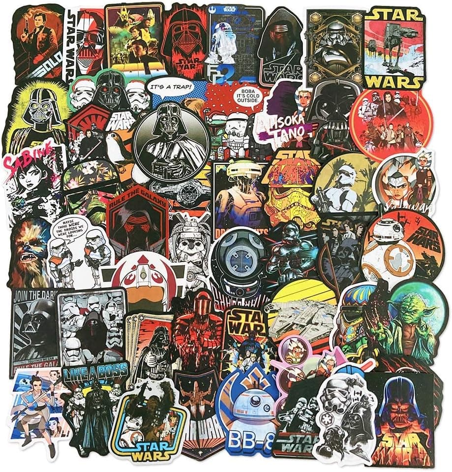 Laptop Stickers of Star Wars 100Pcs, Cool Vinyl Stickers for Guitar Notebook Computer Cellphone Pads Snowboard Water Bottles, Waterproof Aesthetic Stickers for Kids Teens Adults Fans