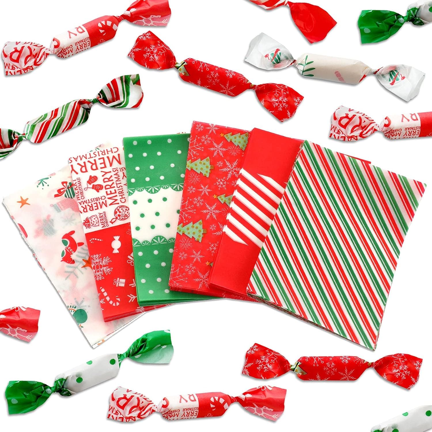 600 Pieces Valentine Caramel Candy Chocolate Wrapper Goodies Greaseproof Wax Twisting Homemade Candy Wrapper Tissues for Valentine's Day Party Wedding (Cute Style)