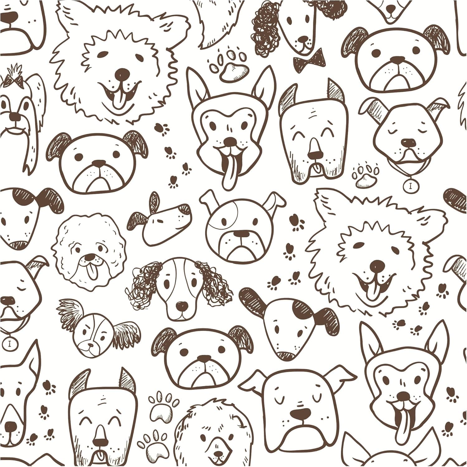 UniGoos Funny Doodle Dog Peel and Stick Wallpaper Hand Drawn Pet Self-Adhesive Temporary Wall Paper Roll Cute Removable Decorative Contact Paper for Kids Room Cabinet DIY Decor 17.7" x118.1"