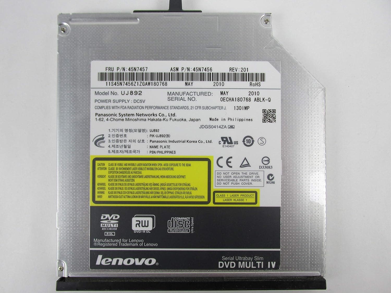 IBM Lenovo Thinkpad T410 CD-RW DVD+RW DVD-RW Multi Burner Drive UJ892 45N7457