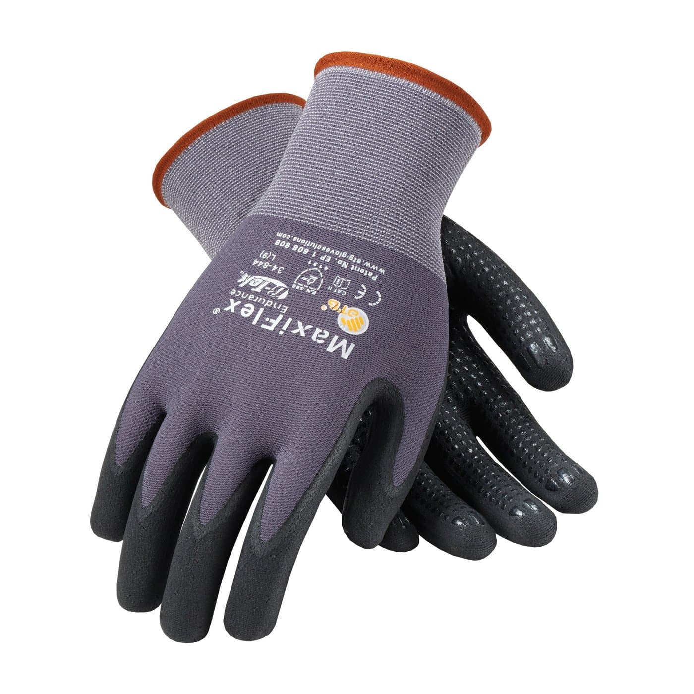 PIP Maxiflex Endurance 34-844 Black/Gray XL Nylon Cut-Resistant Gloves - EN 388 1 Cut Resistance - Nitrile Dotted Palm & Fingers Coating - 8.9 in Length - Seamless Knit - 34-844/XL [PRICE is per PAIR]
