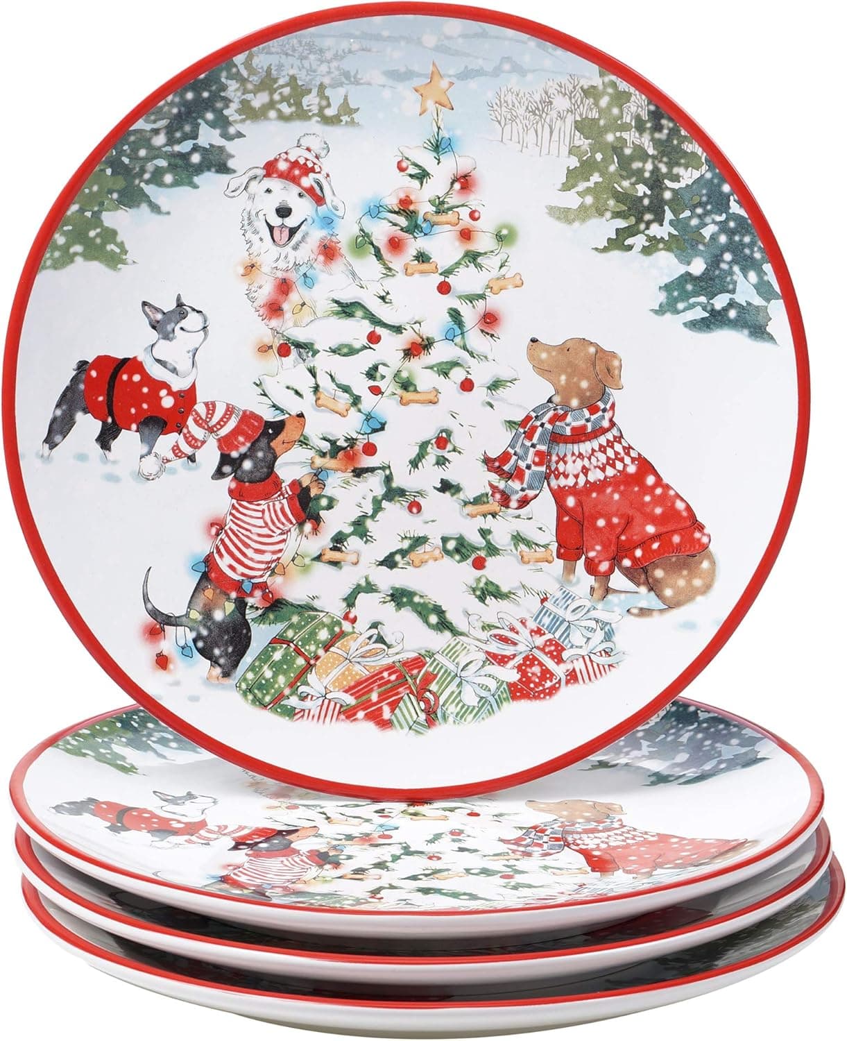 Certified International Special Delivery 11" Dinner Plates, Set of 4, Multicolored, Large