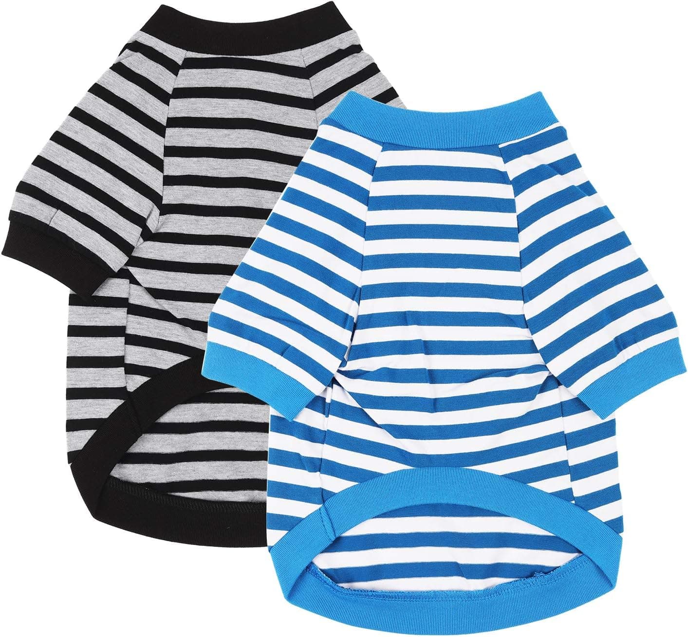 PetVougue Dog Striped Shirt 2-Pack Dogs Soft Cotton Shirts for Small Medium Large Girl Boy,Summer Hawaiian Pet Clothes,Grey Blue S