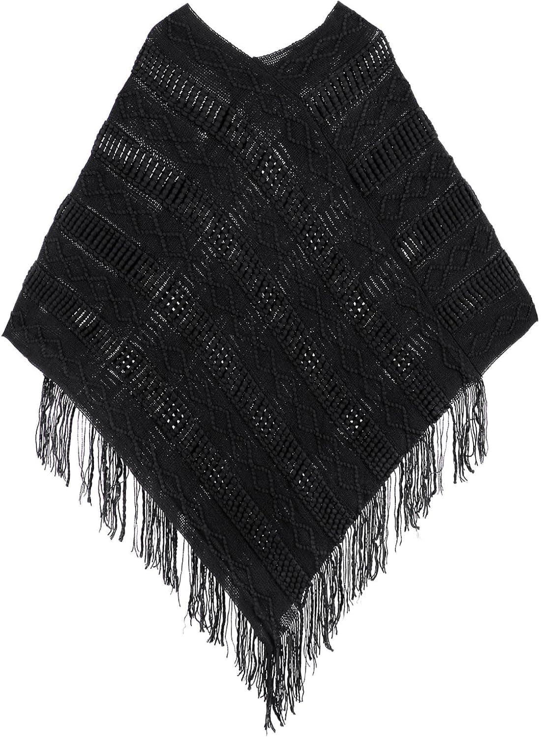 Livingston Women Cozy Knitted Pullover Sweater Wrap Shawl w/Tassels