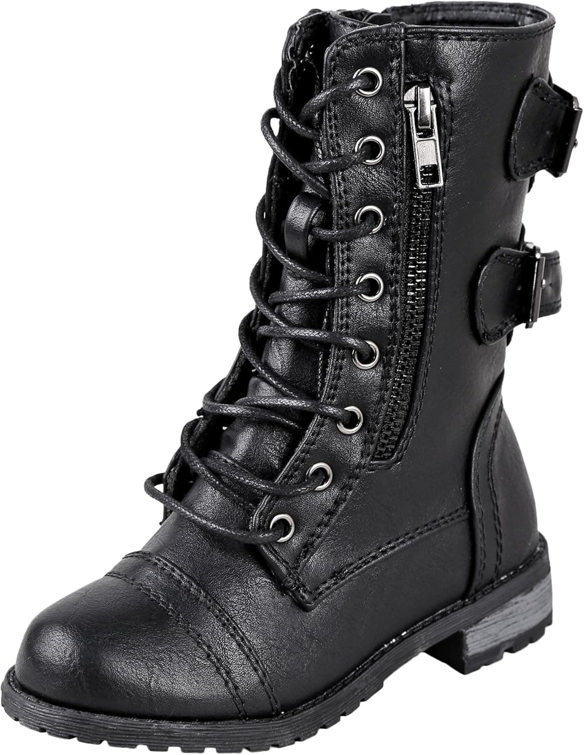 Forever Link Girls Mango 61K Lace Up Boots | Combat Boots for Girls | Zipper Boots | Toddler Girl Shoes | Little Girl Shoes