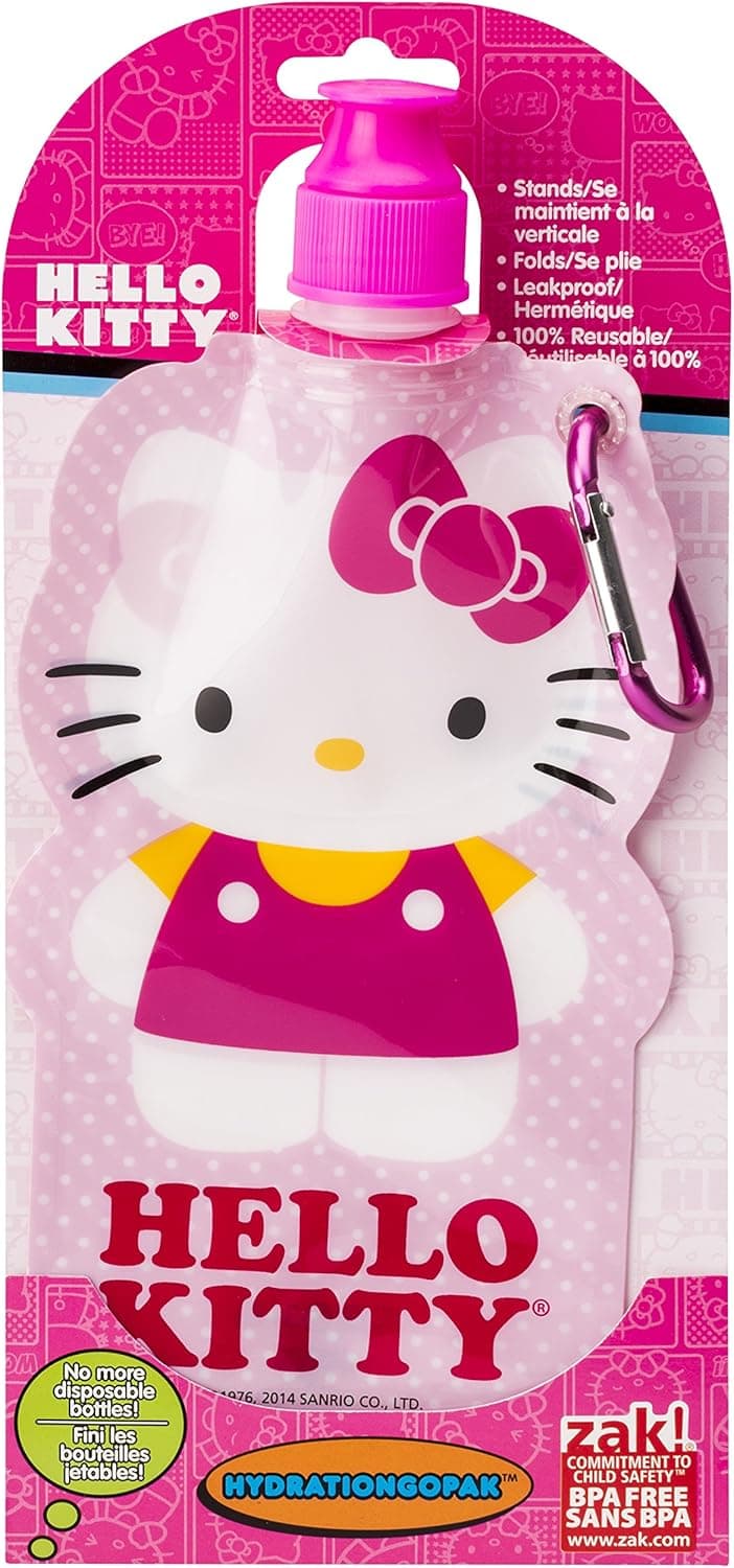 Zak Designs GoPak 16 oz. Foldable Water Bottle, Hello Kitty