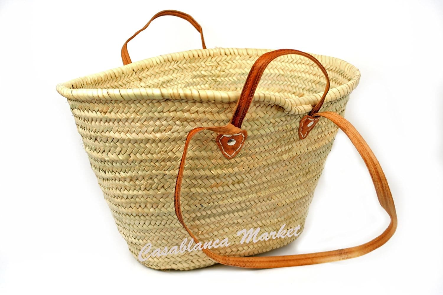 Market Basket with Four Leather Straps