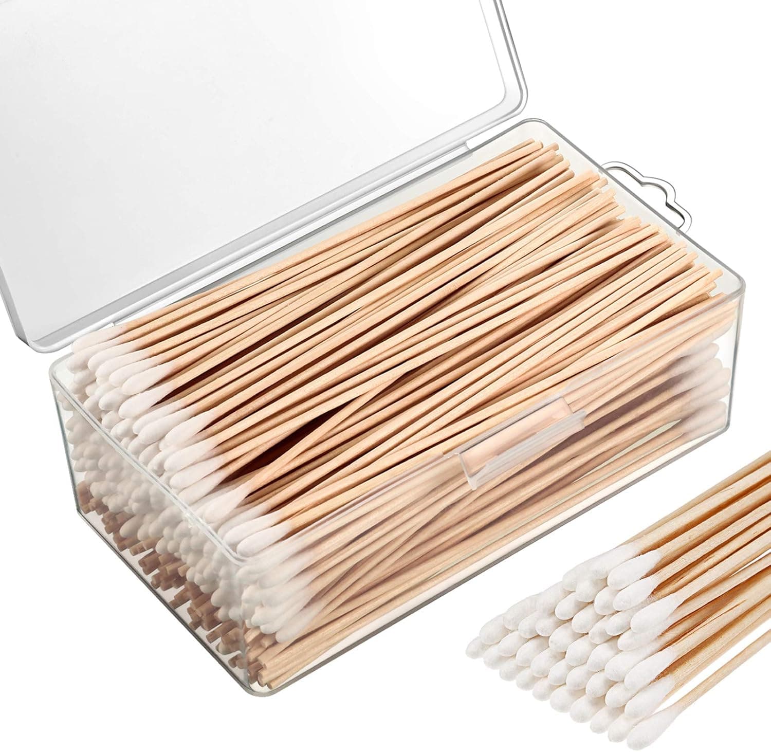 Norme 6 Inch Caliber Cleaning Swabs Round/Pointed Tip with Wooden Handle Cleaning Swabs for Jewelry Ceramics Electronics in Storage Case, 300 Pieces