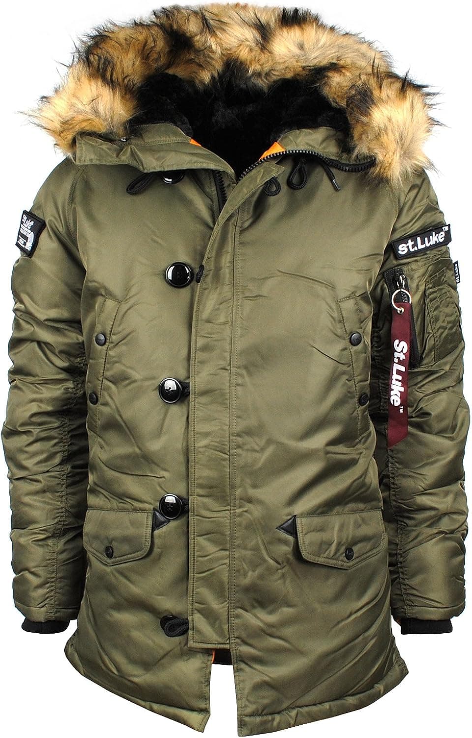 ANGEL COLA Men's Down Hooded Fur Trim Slim Fit Parka Jacket