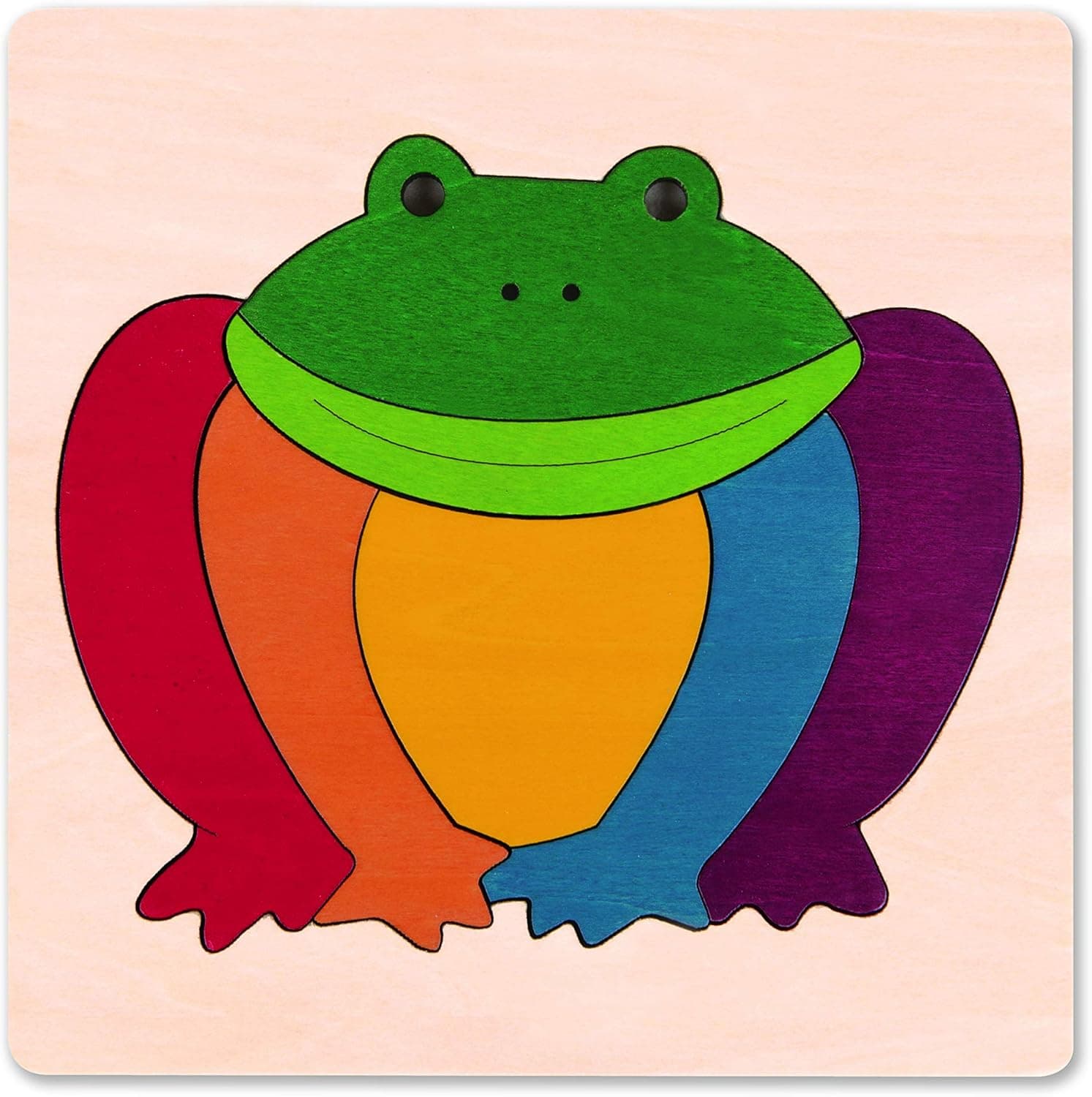 Hape George Luck Rainbow Frog Wood Puzzle (8 Piece)