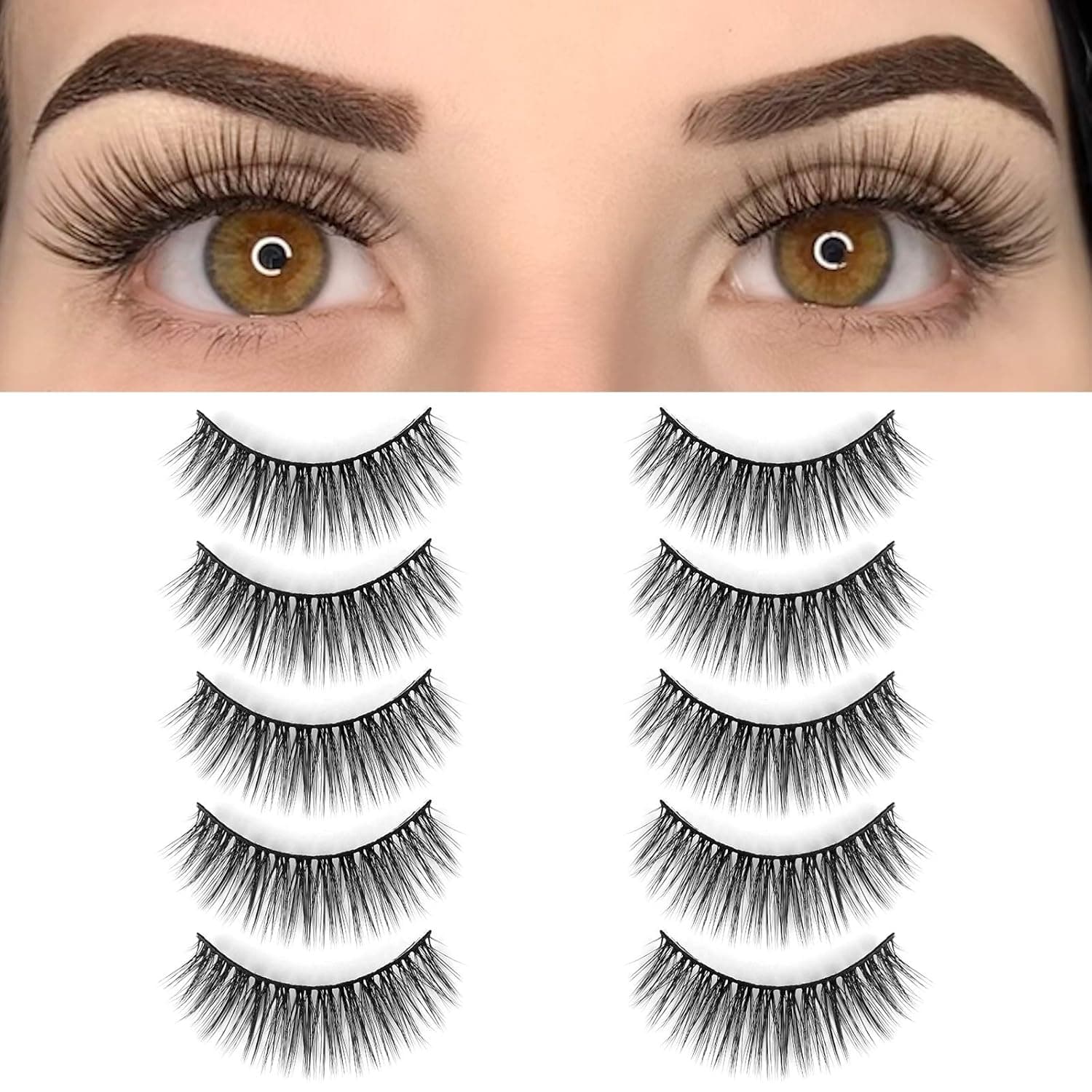 BEPHOLAN 5 Pairs False Eyelashes Synthetic Fiber Material | Natural Round Look | Cruelty-Free and Handmade | Easy to Apply | 3D Faux Mink Lashes…