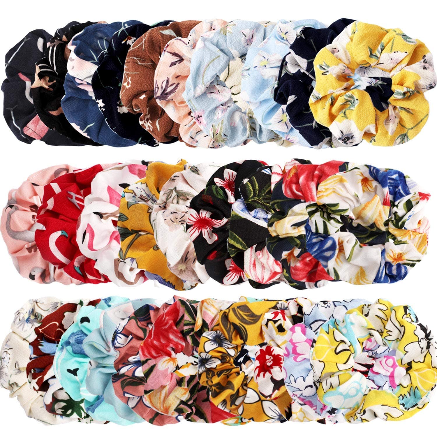 36 Pack Hair Scrunchies Chiffon Hair Scrunchies for Women Hair Ties Elastic Scrunchy Hair Bands Hair Accessories Ponytail Holder for Women
