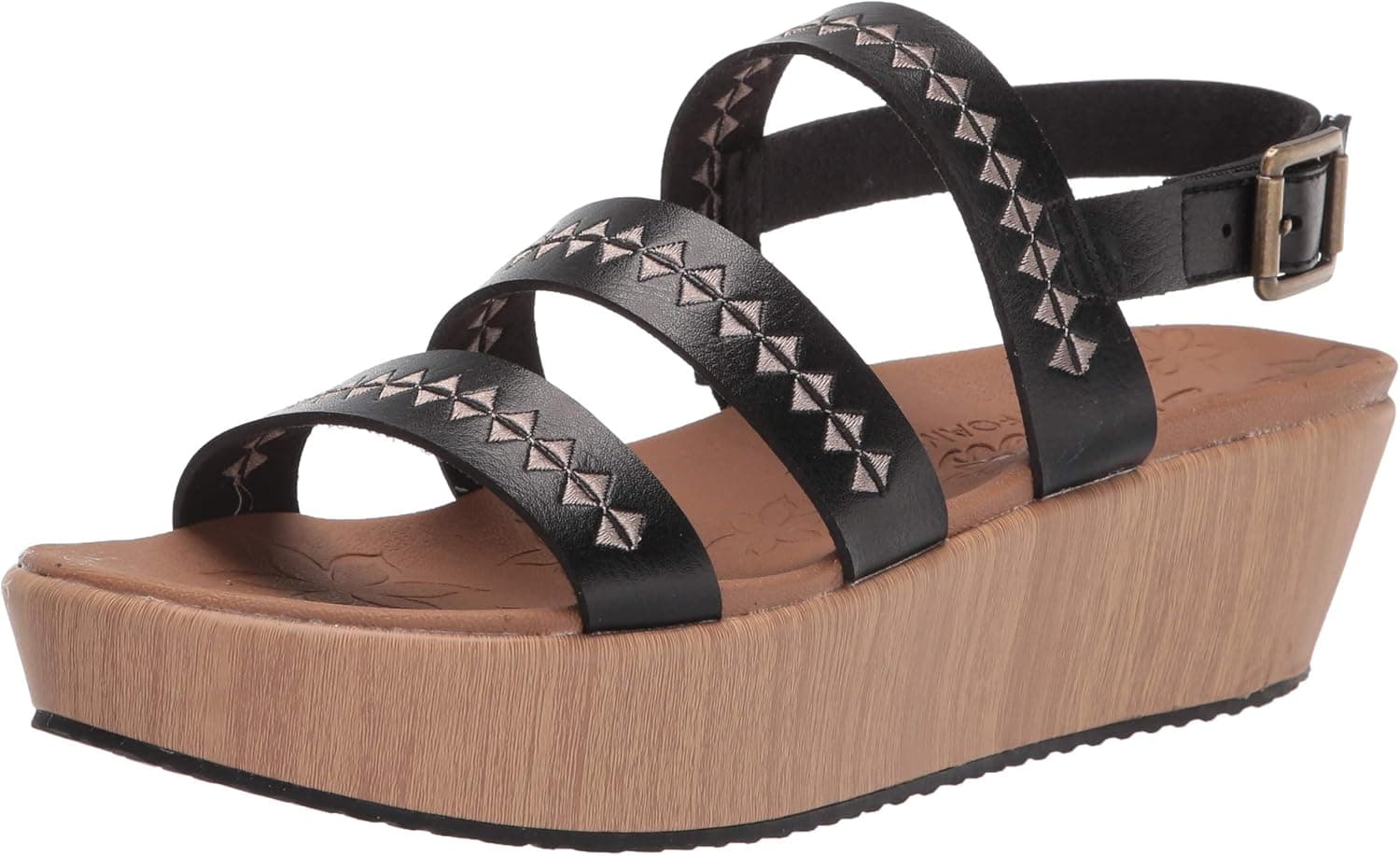 Skechers womens Slingback Wedge Sandal, Black, 7 US