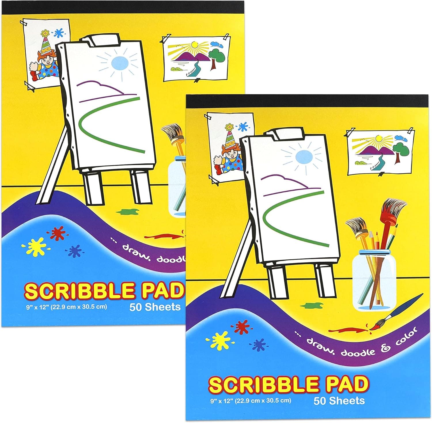 Emraw Scribble Pad Doodle Pad Perfect for Kids Toddler Children to Scribble, Draw and Color - 50 Per Pack - 9" X 12" (Pack of 2)