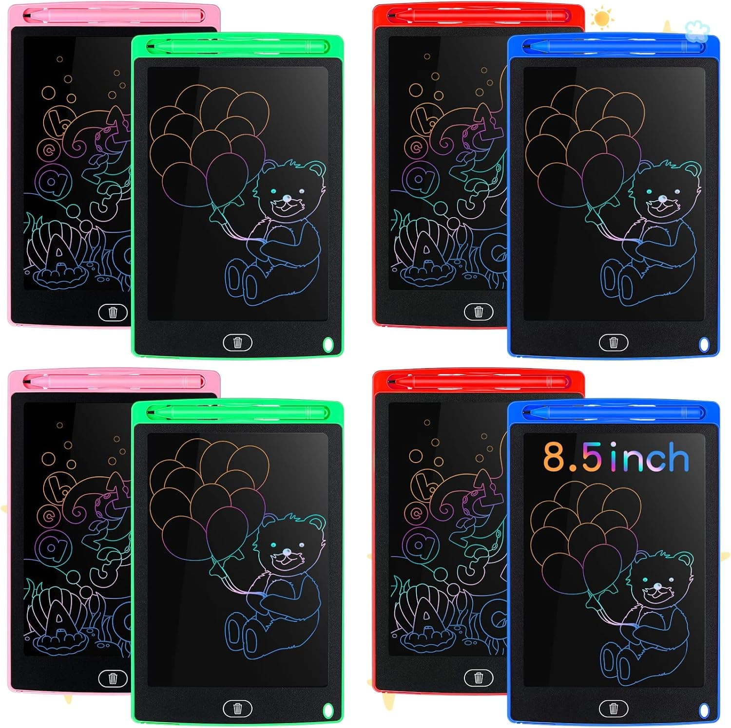 8 Pieces LCD Writing Tablet Doodle Board for Kids 8.5 Inch Colorful Lines Doodle Boards Educational Toys for Boys Girls LCD Erasable Drawing Pad Writing Pad (Blue, Red, Green, Pink)