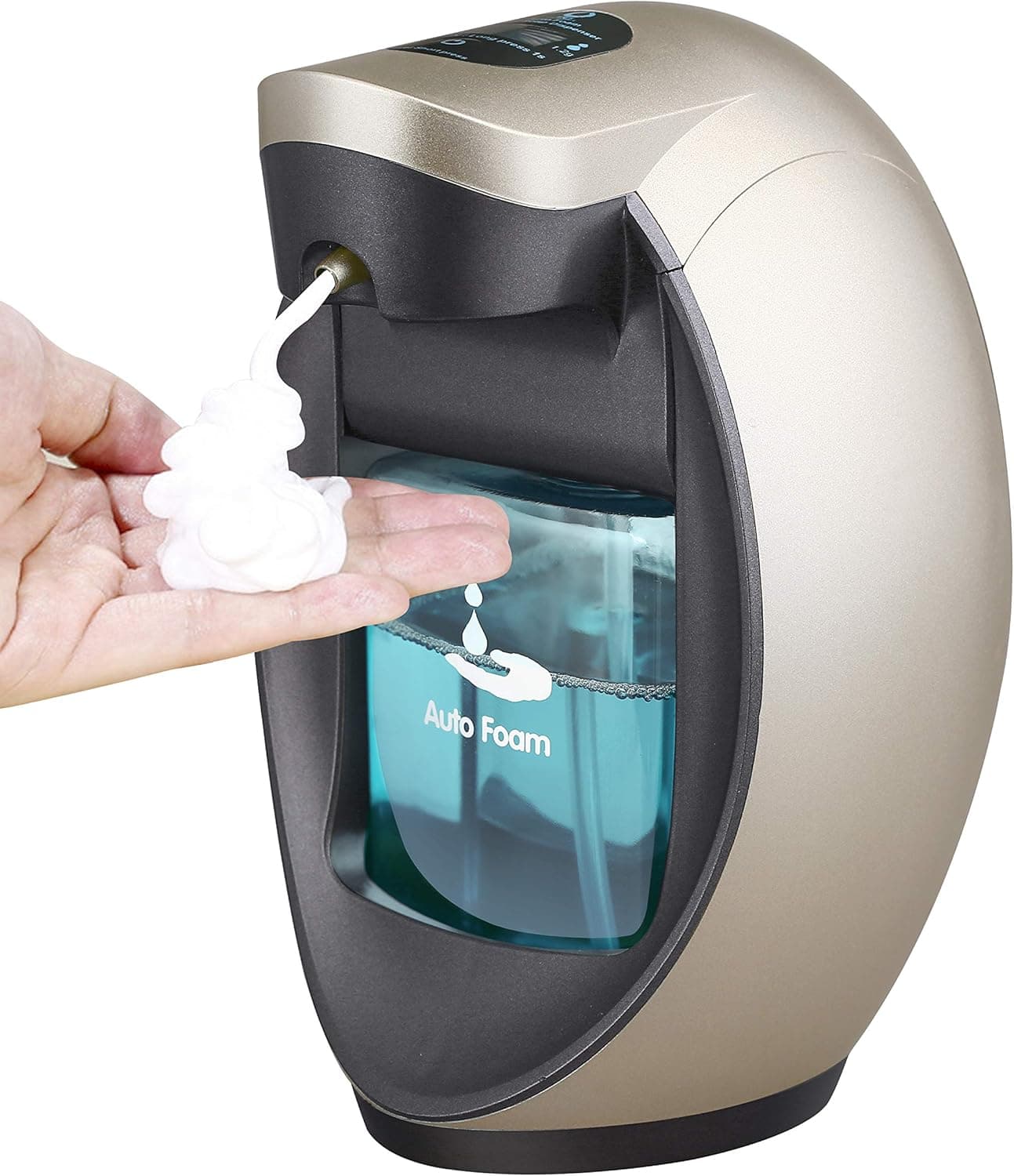 NIGEPER Automatic Soap Dispenser,foaming soap Dispenser,on The Bathroom & Kitchen Countertops with Waterproof Function, Touchless Adjustable Foam Controls,Champagne Gold