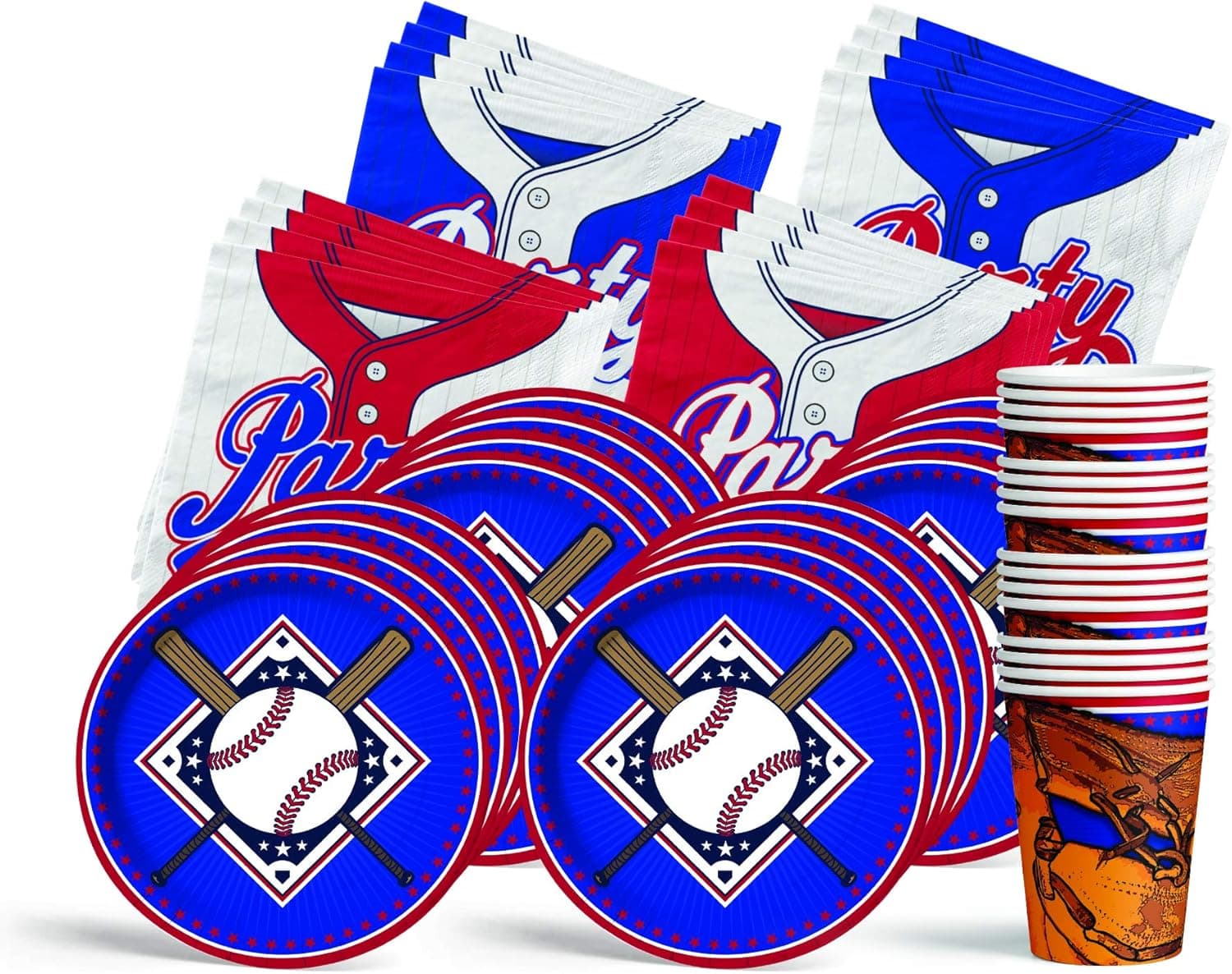 Bestie Planet Baseball Birthday Party Supplies - 48 Total Pieces - Baseball Party Supplies - Baseball Plates, Napkins & Cups For Your Baseball or Softball Party