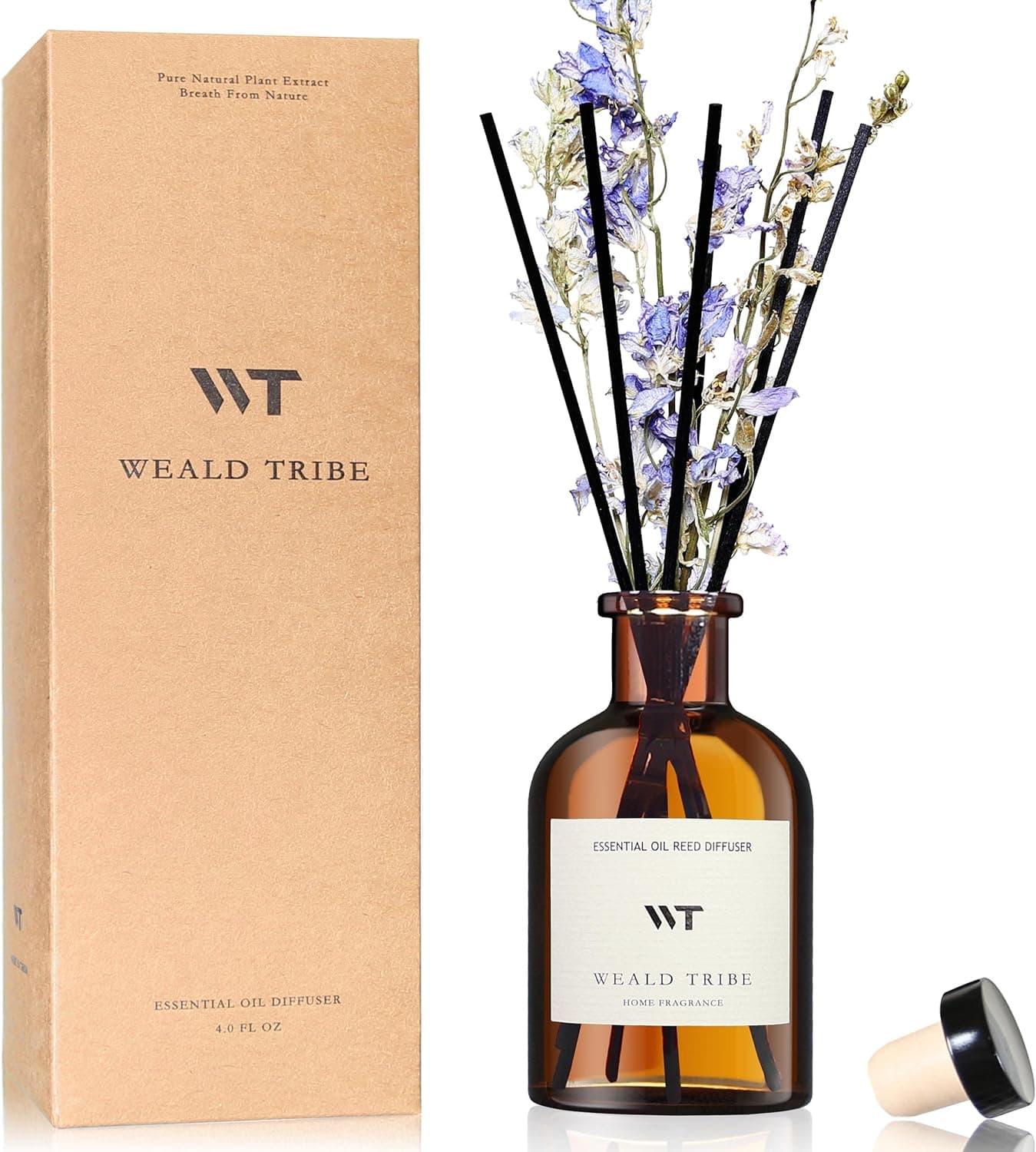 Flower Reed Diffuser Set for Bathroom Air Fresheners, Oil Diffuser Sticks | Early Summer Gardenia Scent 4.0 fl oz Home Fragrance with Sticks Defusers | House Bedroom Office Shelf Decor