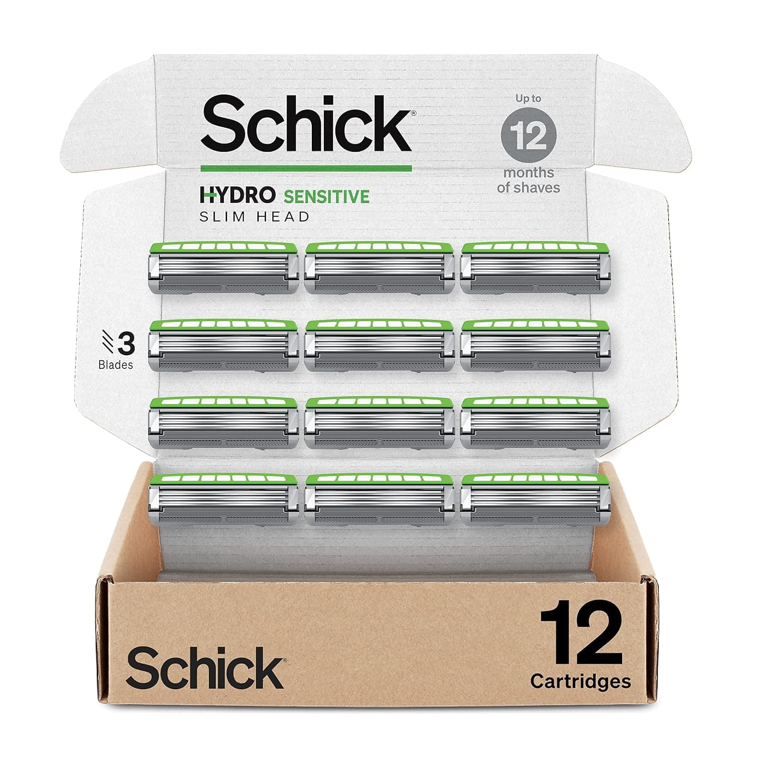 Schick Hydro Slim Head Sensitive Refills — Schick Razor Refills for Men, Men’s Razor Refills, 12 Count