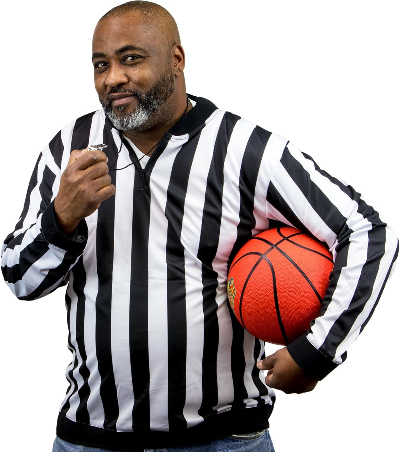 Crown Sporting Goods Men's Official Striped Referee Shirt/Umpire Long Sleeve Jersey Uniform