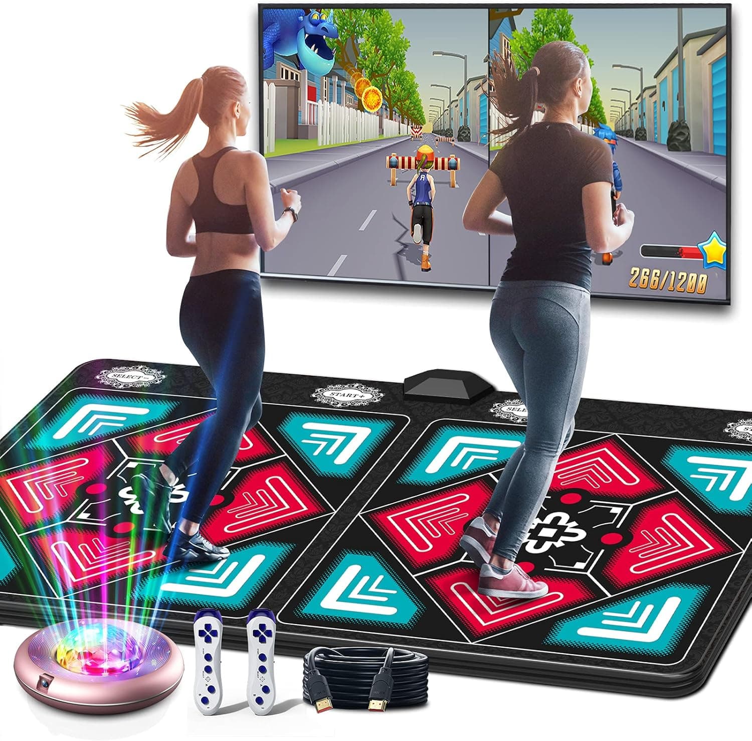 LATIMERIA Electronic Dance Mats Dancing Pad Yoga Mat Musical Dancing Carpet, Double User Dance Floor Mat with Wireless Handle, HD Camera Game Host, Non-Slip Dance Pad, HDMI Interface for TV PC