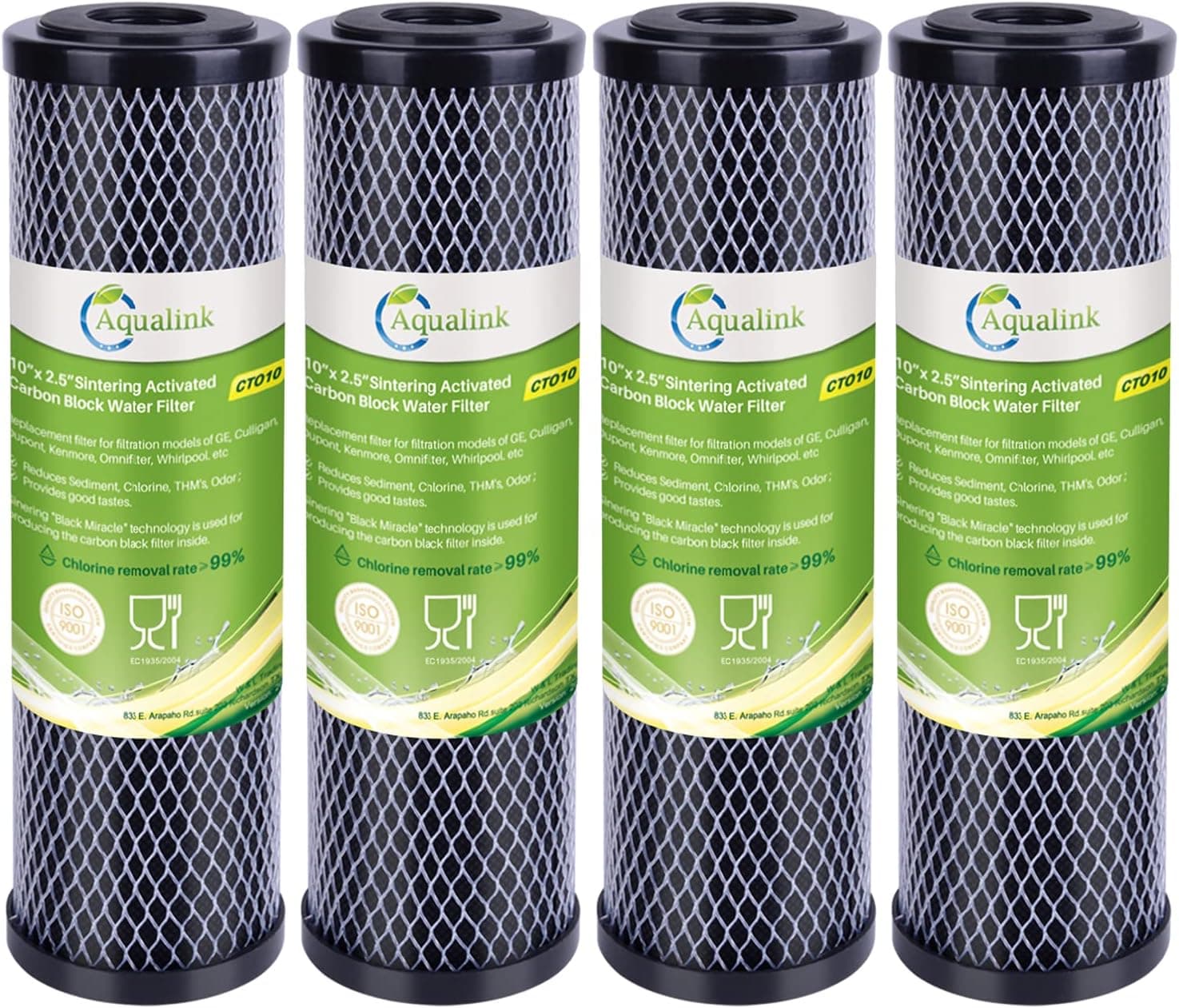 Aqualink 1 Micron 2.5" x 10" Whole House CTO removal Carbon Water Filter Cartridge Replacement for Countertop Water Filter System,Dupont WFPFC8002,WFPFC9001,FXWTC,SCWH-5,WHEF-WHWC,AMZN-SCWH-5,4Pack