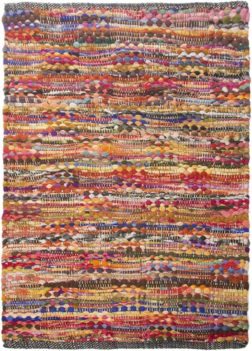 2x3’ Cotton Rag Rug Multi Chindi Distressed Woven Small Area Rug Living Room & Home Décor