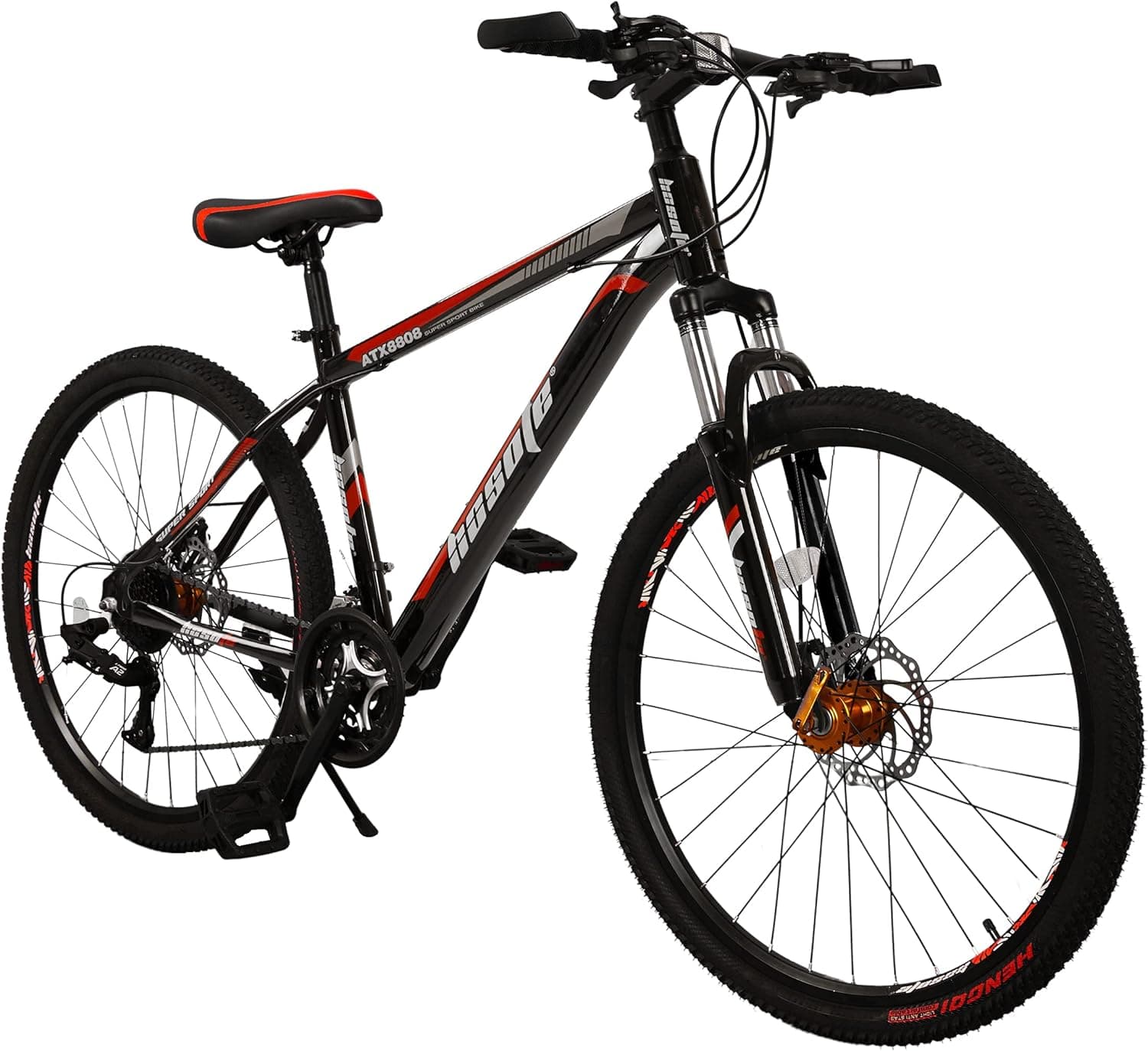 hosote Mountain Bike, Mens and Womens, 26 Inch 21 Speed Mountain Bicycle with Suspension Fork, Steel Frame MTB with Dual Disc Brake for Adult Youth, Multiple Color