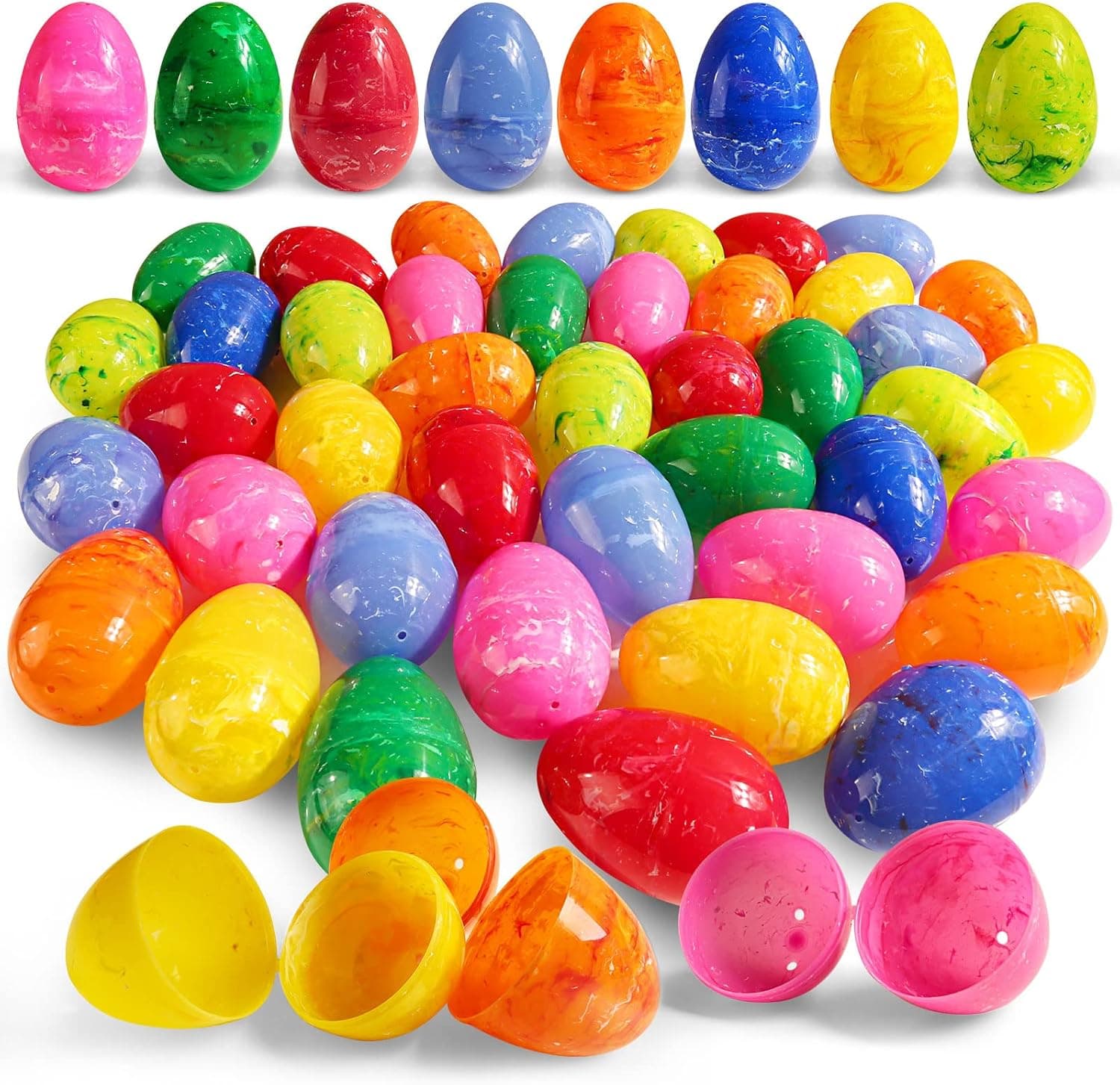 72 Pcs 3.15" Plastic Easter Eggs Bulk, Empty Easter Eggs Fillable for Easter Hunt, Easter Basket Stuffers, Colorful Bright Plastic Eggs for Filling Treats, Easter Party Favor, Classroom Prize Supplies