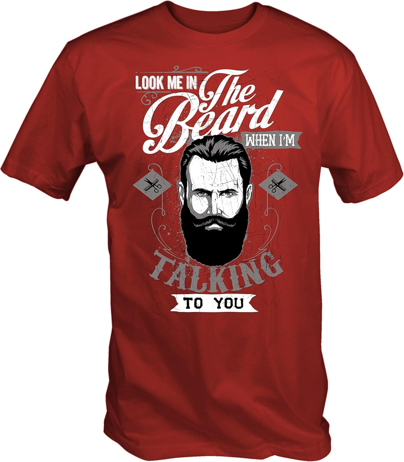 Look Me In The Beard T Shirt (Red , XL)