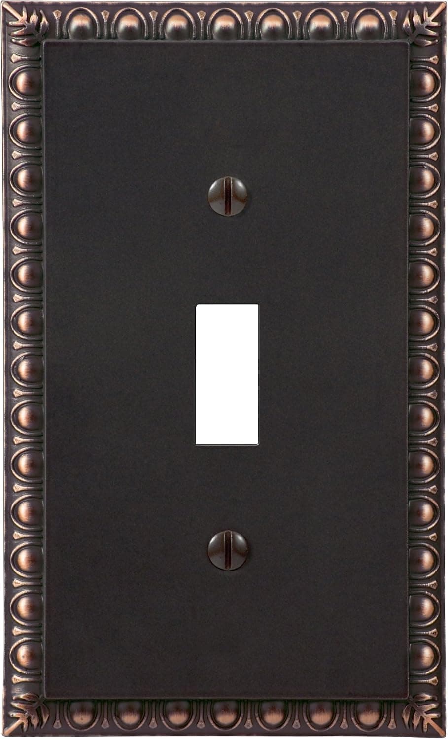 Amerelle Egg & Dart Single Toggle Cast Metal Wallplate in Aged Bronze