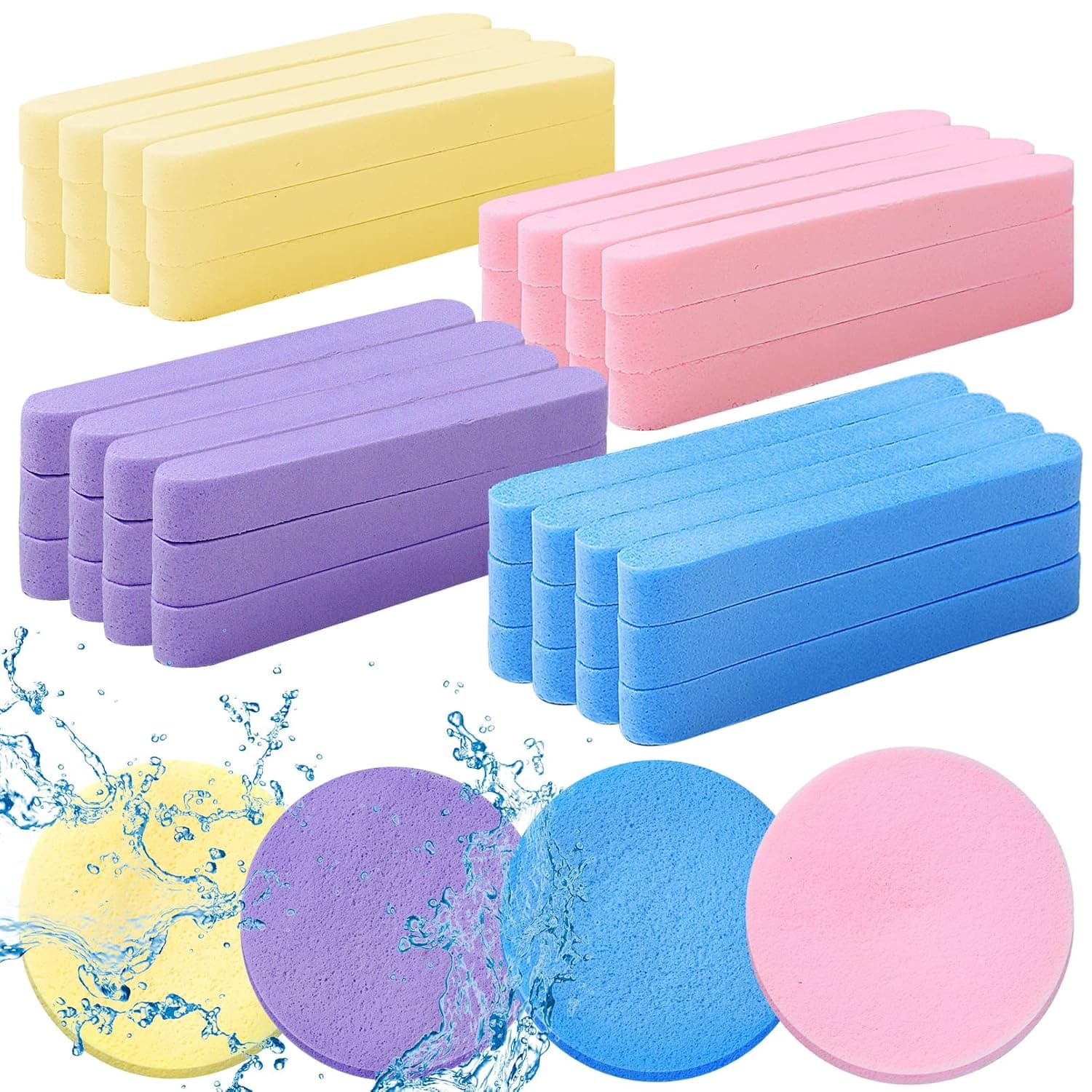 48 PCS Compressed Facial Sponge,5 Colors Face Cleansing Sponge,Round Face Sponge for Estheticians,Reusable Makeup Removal Sponge Pad,PVA Spa Pads,Soft Exfoliating Wash Sponges for Women Girls