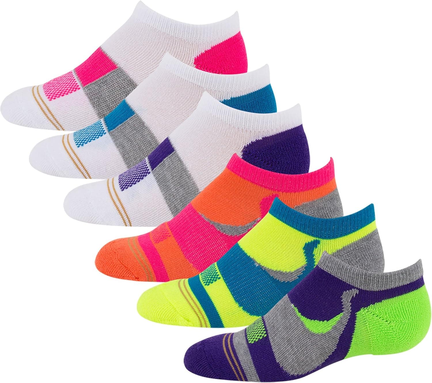 Gold Toe Girls' 6 Pack Athletic Swirl Liner