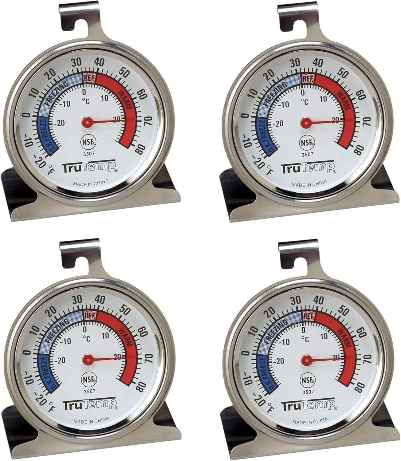 Tru Temp Refrigerator-Freezer Thermometer, 4 Pack