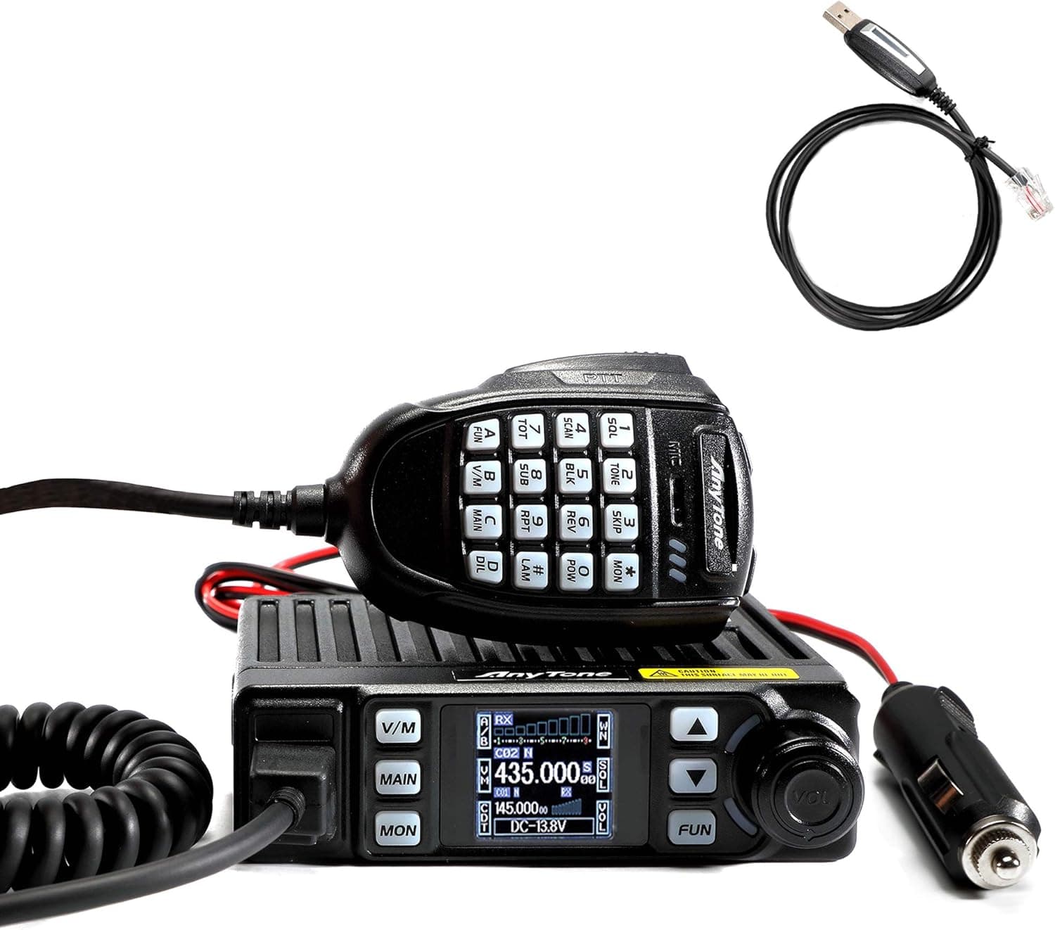 AnyTone Mobile Radio AT-779UV Long Range Transceiver 20W Dual Band 144-148/420-450mhz Mini Scanning Receiver with/F Cable