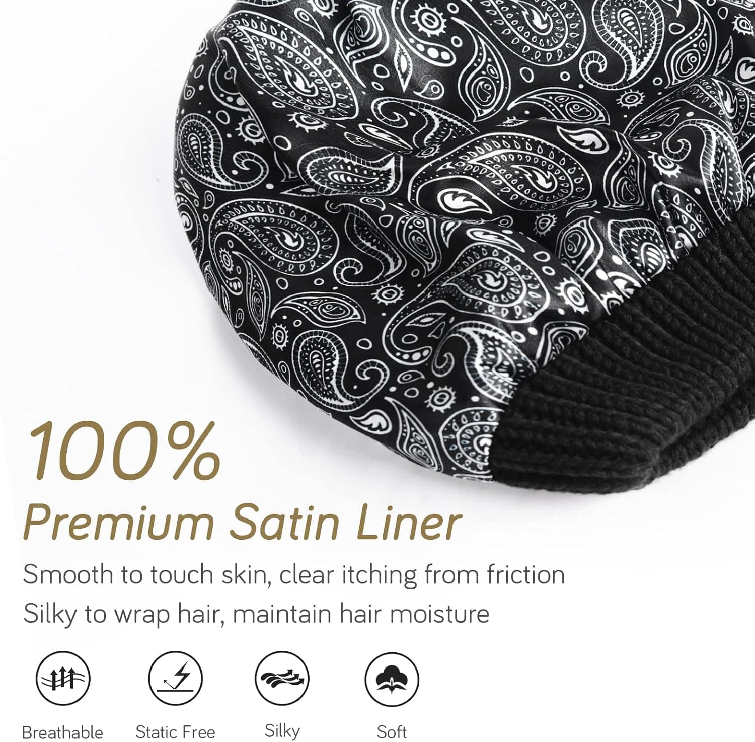 FURTALK Winter Beanie Hat for Women Satin Lined Cable Knit Chunky Slouchy Beanies Skull Warm Cap