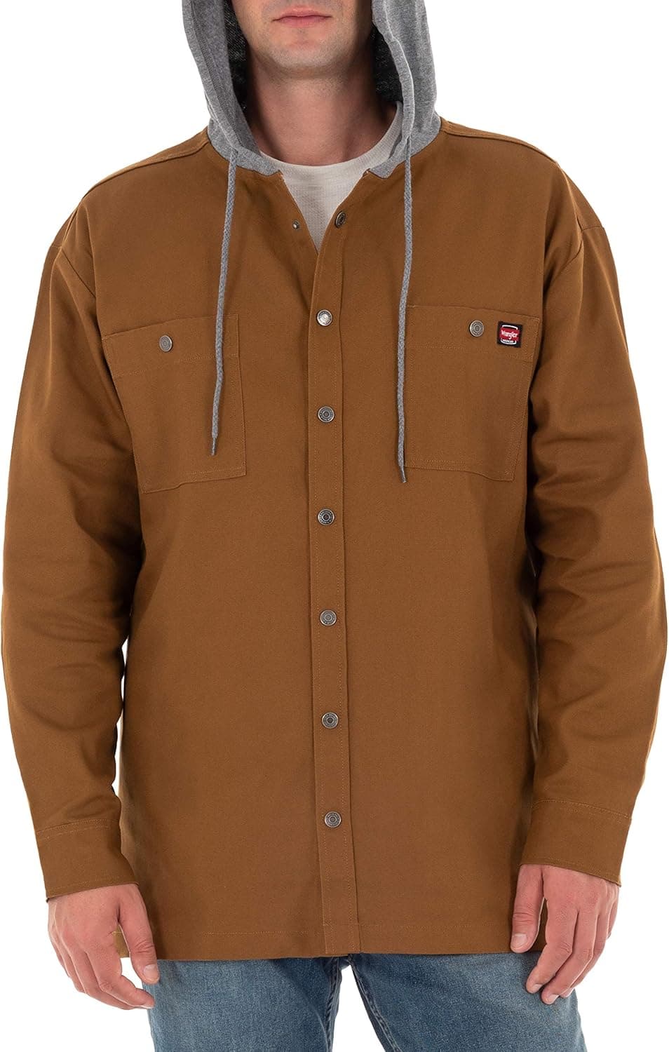 Wrangler Men's Long-Sleeve Unlined Canvas Shirt Jacket with Hood