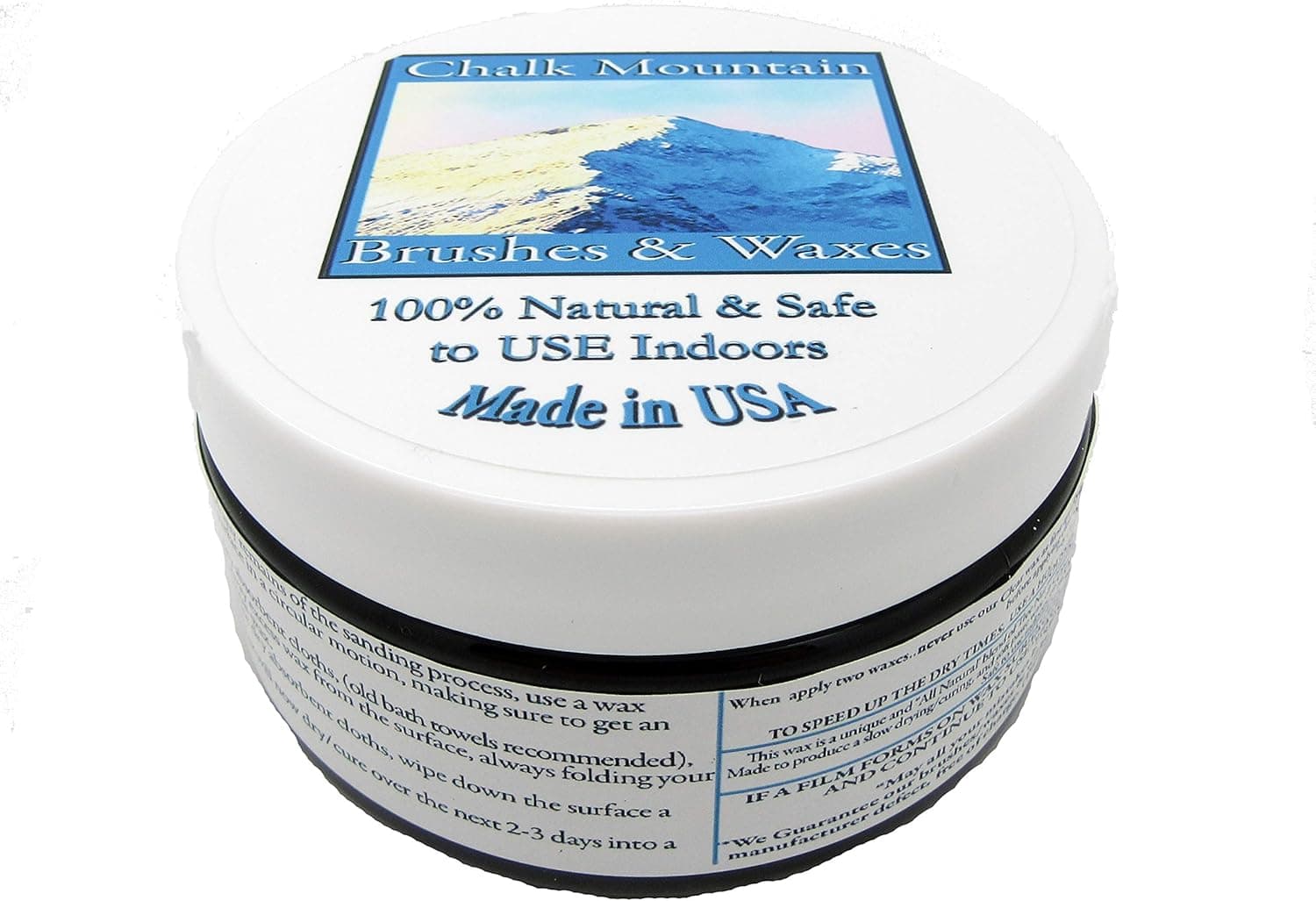 Chalk Mountain Brushes. 100% All Natural Furniture Finishing Waxes. Beautifys & Protects Painted & Unfinished Wood. (8oz, White)