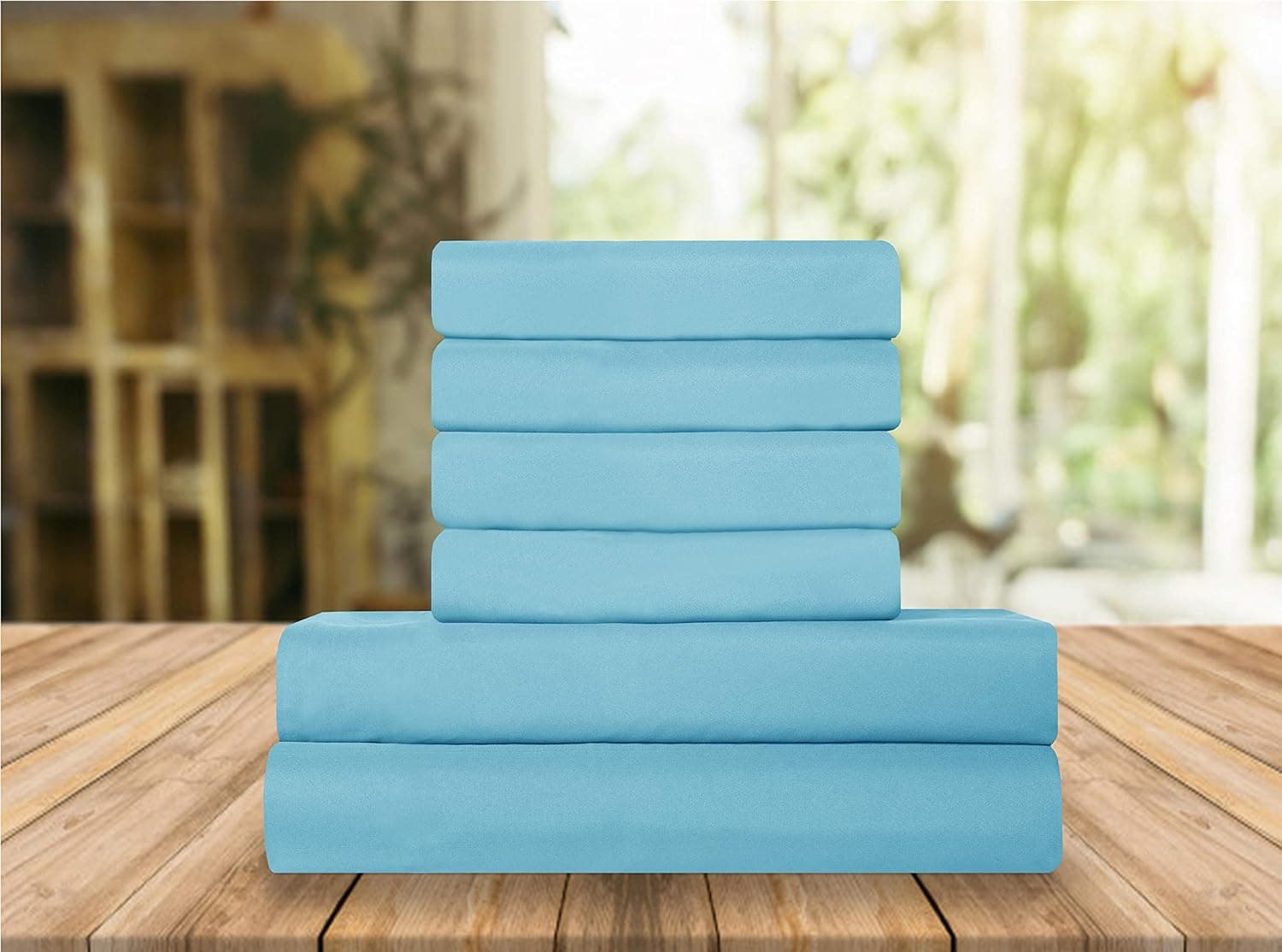 Elegant Comfort Luxury Soft Bed Sheets 1500 Thread Count Percale Egyptian Quality Softness Wrinkle and Fade Resistant (6-Piece) Bedding Set, Full, Aqua Blue