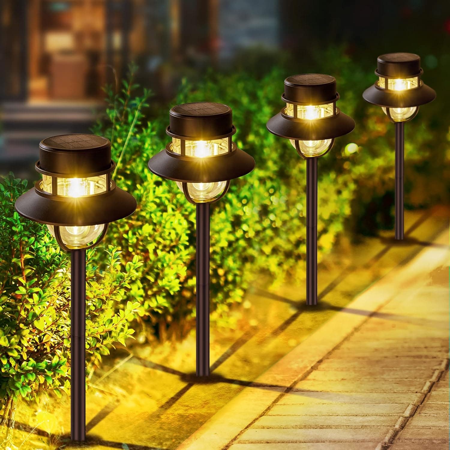 AHAORIGIN Solar Outdoor Lights, 6 Pack Higher Solar Pathway Lights Up to 12 Hrs for Halloween & Christmas Decorations, Waterproof Solar Powered Garden Lights for Yard Path Decor - Warm White Mode