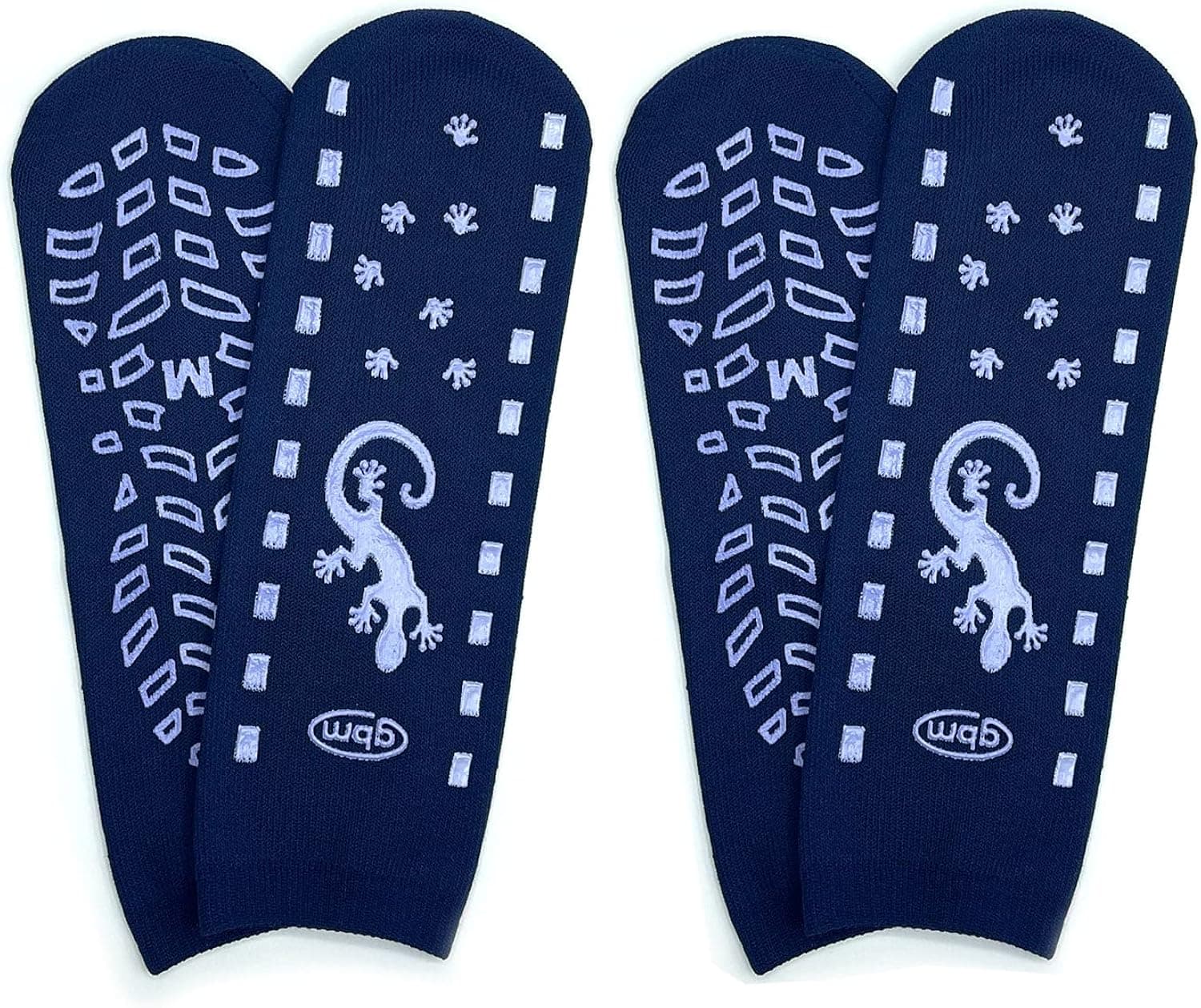 GBM Geckos - Double Tread Non-Slip Safety Socks for Hospital or Yoga - 2 Pairs