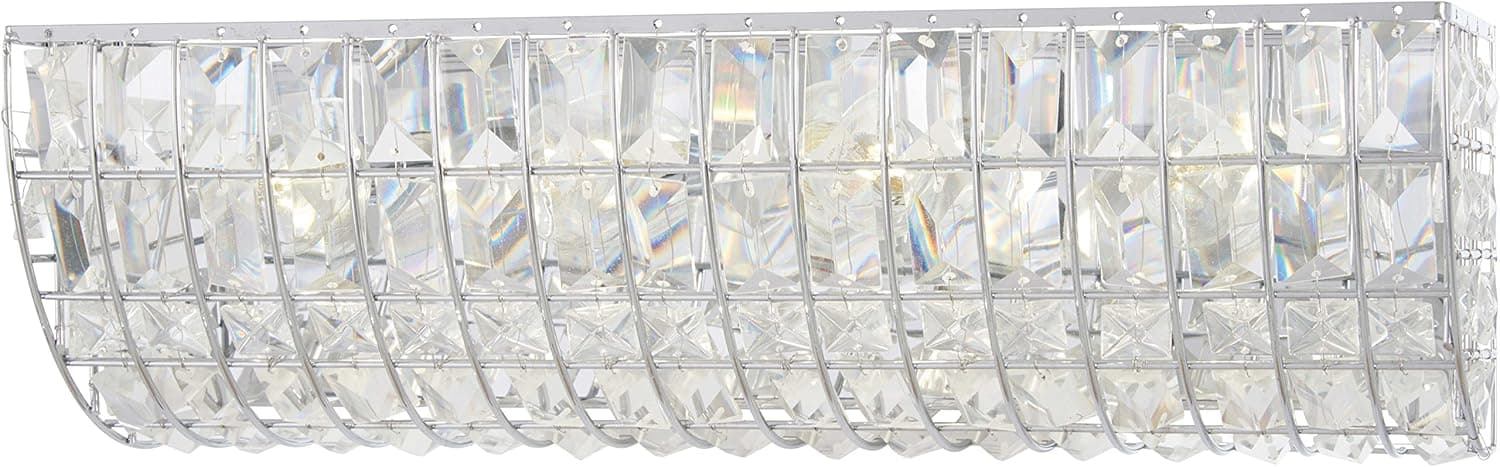 Minka Lavery Crystal Wall Light Fixtures 2384-77 Palermo Bath Vanity Lighting, 4-Light 240 Watts, Chrome