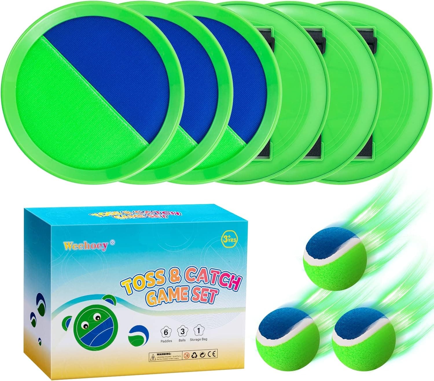 Kids Toys - Beach Toys - Outdoor Games for Kids, Toss and Catch Ball Set with 6 Paddles 3 Balls, Outdoor Toys for 3 4 5 6 7 8+ Year Old Boys Girls Birthday Easter Gifts for Kids