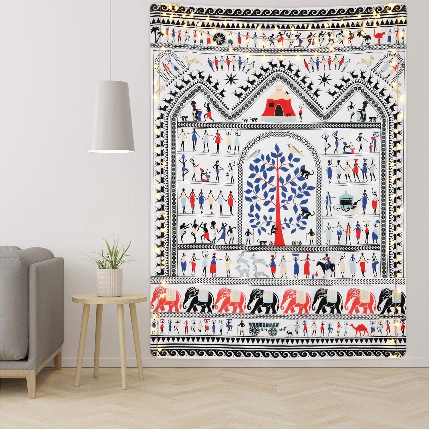 Elephant Tapestry African Woman Tapestry Mandala Tapestry Bohemian Tapestry Hippie Indian Tapestry Wall Hanging for Room (51.2 x 59.1 inches)