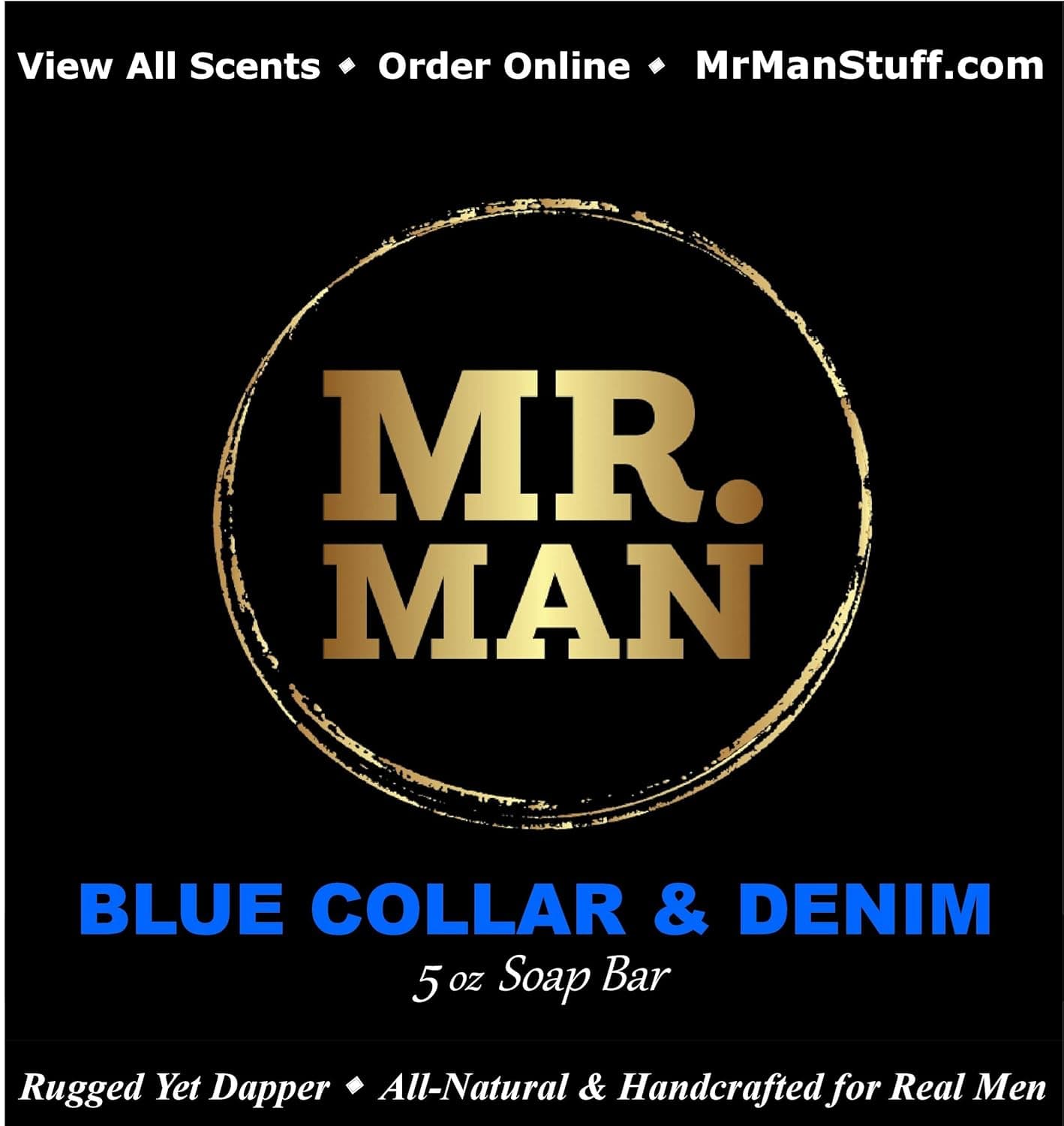 Mr Man Soap - Blue Collar & Denim - 5 oz All-Natural Handmade Soap Bar