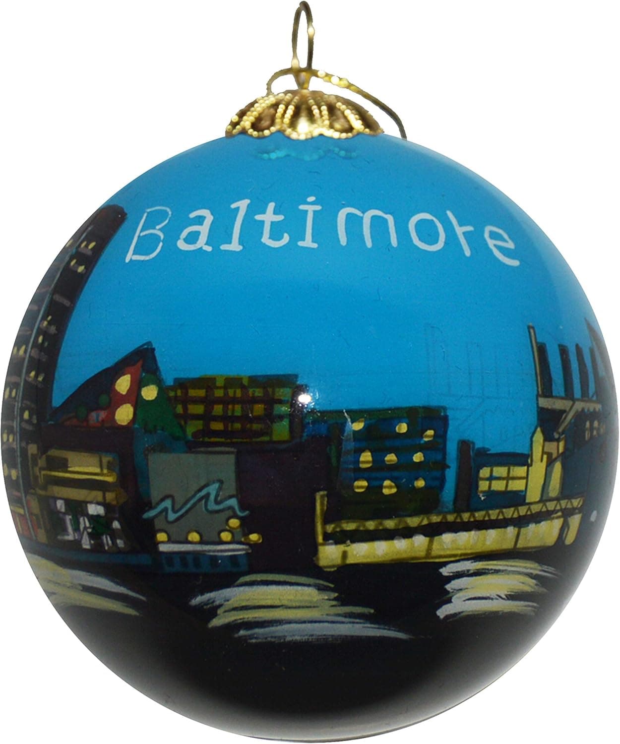 Hand Painted Glass Christmas Ornament - Baltimore Skyline